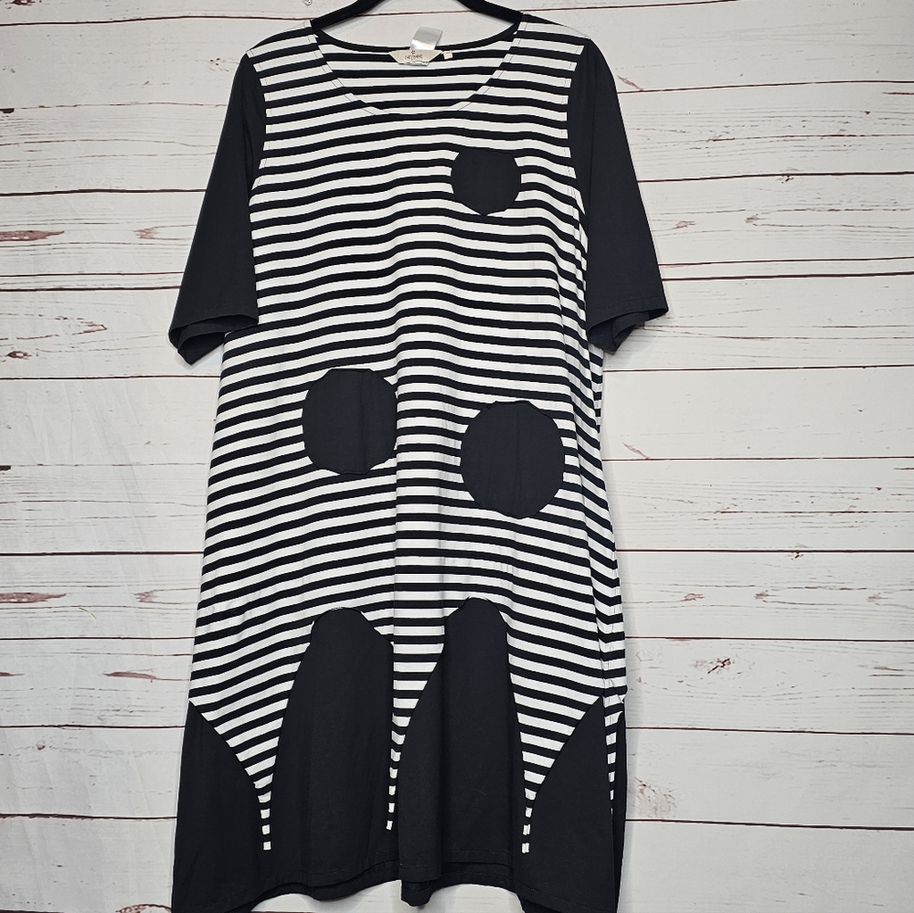 Cheyenne Black and White Striped Dress